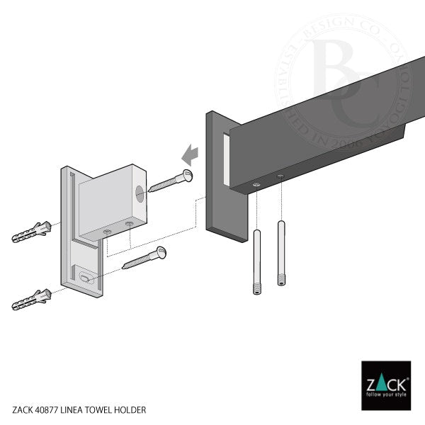 ZACK 40877 LINEA ドイツZACK社製モダンデザインのタオルホルダー グラファイト 壁付けタイプ DIY [在庫有り]