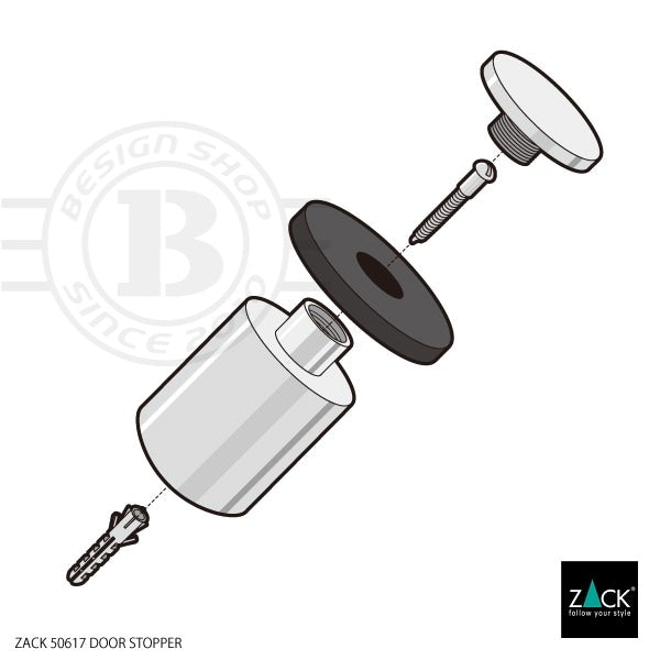 ZACK 50617 ARGOS ドイツZACK社製モダンデザインのドアストッパー フロア設置タイプ 戸当り 床付 DIY HL [在庫有り] H2-28