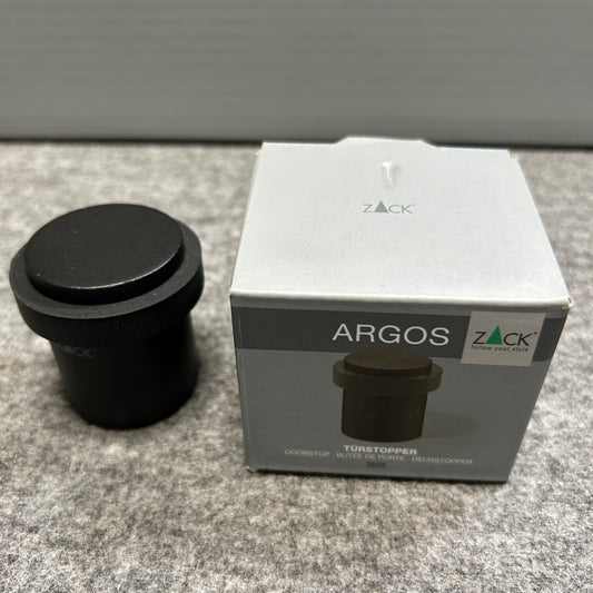 [SAMPLE] [廃番] ドアストッパー（戸当たり）｜ZACK 50633 ARGOS MB 玄関ストッパー 扉ストッパー 固定タイプ 戸当り 床付 直径5cm 高さ5cm 18/10ステンレス製 マットブラック