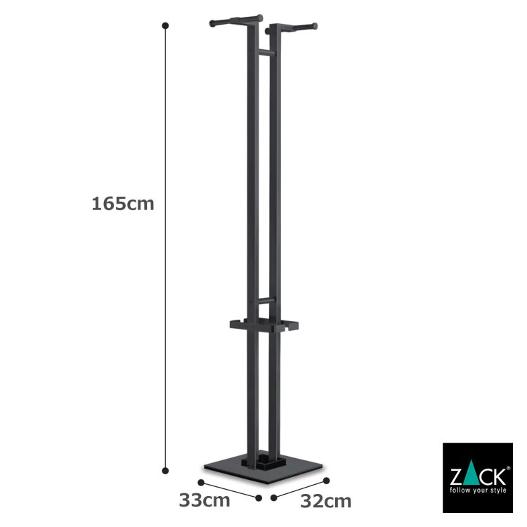 ZACK 50635 ATACIO ドイツZACK社製モダンデザインのコートラック マットブラック [お取寄せ]