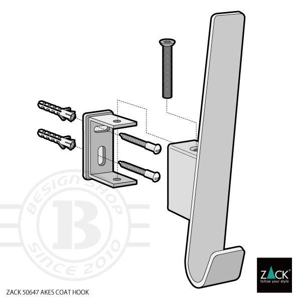 ZACK 50647 AKES ドイツZACK社製モダンデザインのコートフック 壁付けタイプ DIY HL [在庫有り]