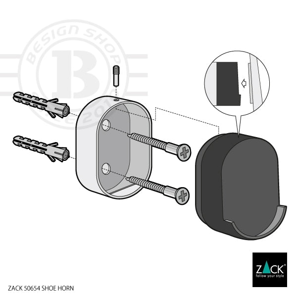 ZACK 50654 CALZO ドイツZACK社製モダンデザインのシューホーン 壁付けタイプ DIY HL [在庫有り] H2-334