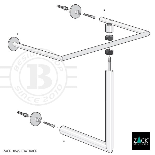 ZACK 50679 ABILIO ドイツZACK社製モダンデザインのコートラック 壁付けタイプ DIY HL [お取寄せ] H2-61