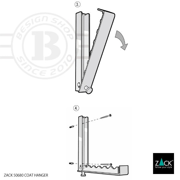 ZACK 50680 CANZO ドイツZACK社製モダンデザインのコートハンガー 壁付けタイプ DIY HL [在庫有り]H1