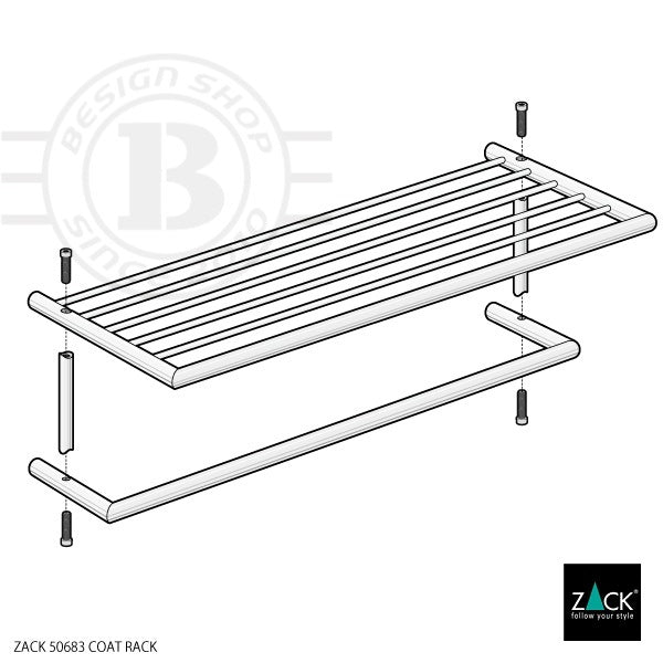 ZACK 50683 ETERNO ドイツZACK社製モダンデザインのコートラック L66cm 壁付けタイプ DIY HL [在庫有り]H1