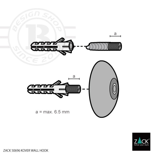 ZACK 50696 KOVER ドイツZACK社製モダンデザインのウォールフック 壁付けタイプ DIY HL [在庫有り] H2-926