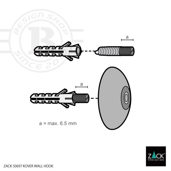 ZACK 50697 KOVER ドイツZACK社製モダンデザインのウォールフック 壁付けタイプ DIY HL [在庫有り] H2-1007