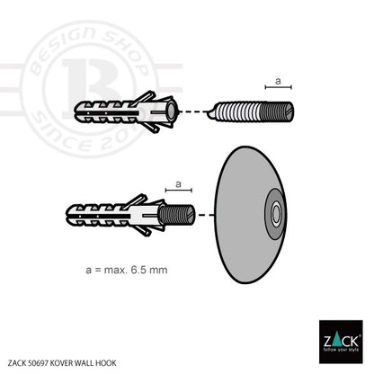 ZACK 50697 KOVER ドイツZACK社製モダンデザインのウォールフック 壁付けタイプ DIY HL [在庫有り] H2-1007