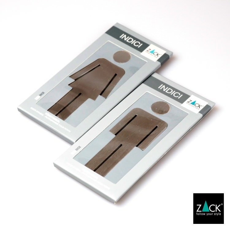 ZACK 50724S INDICI ドイツZACK社製モダンデザインのトイレ用ドアシンボル(男女セット) HL [在庫有り]