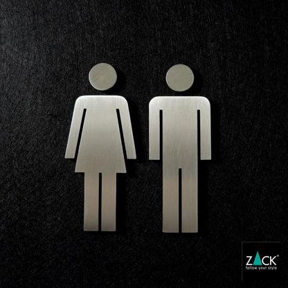 ZACK 50724S INDICI ドイツZACK社製モダンデザインのトイレ用ドアシンボル(男女セット) HL [在庫有り]