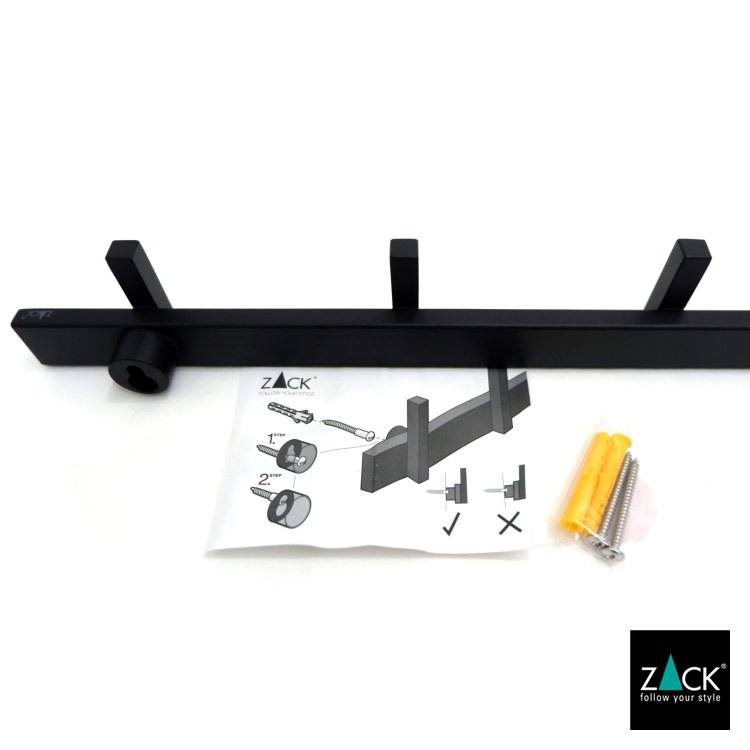 ZACK 50735 CADORE ドイツZACK社製モダンデザインのコートフックレール マットブラック 壁付けタイプ DIY [在庫有り]