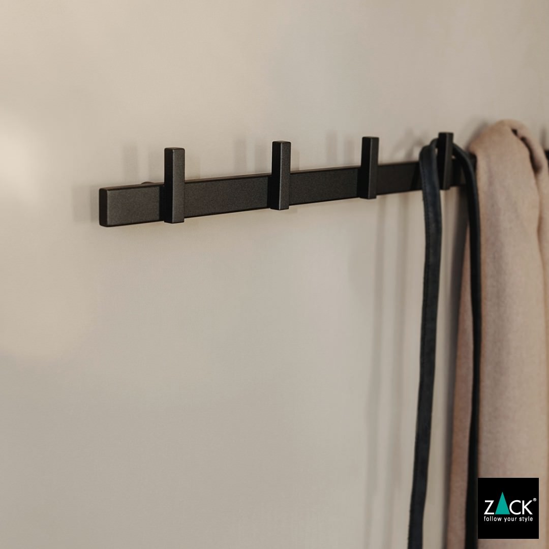 ZACK 50735 CADORE ドイツZACK社製モダンデザインのコートフックレール マットブラック 壁付けタイプ DIY [在庫有り]