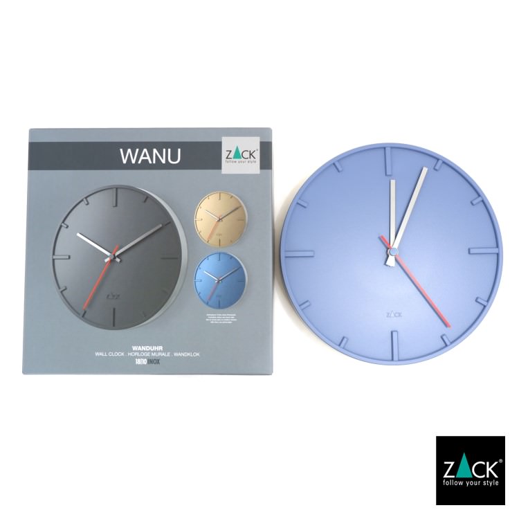 ZACK 60017 WANU ドイツZACK社製モダンデザインのウォールクロック ブルー HL [在庫有り]
