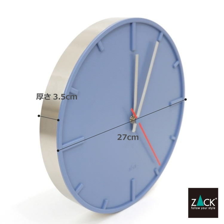 ZACK 60017 WANU ドイツZACK社製モダンデザインのウォールクロック ブルー HL [在庫有り]