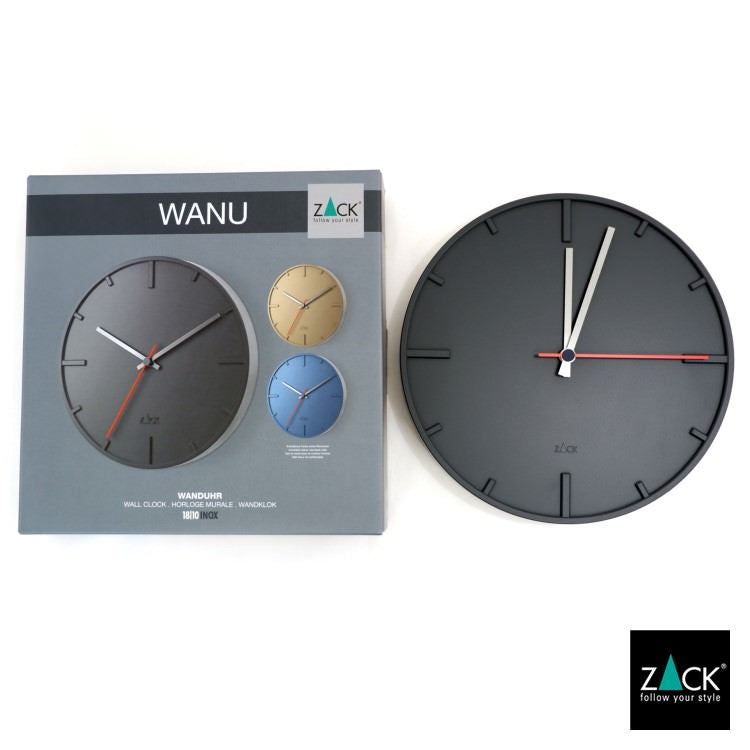 ZACK 60018 WANU ドイツZACK社製モダンデザインのウォールクロック グレー HL [在庫有り]