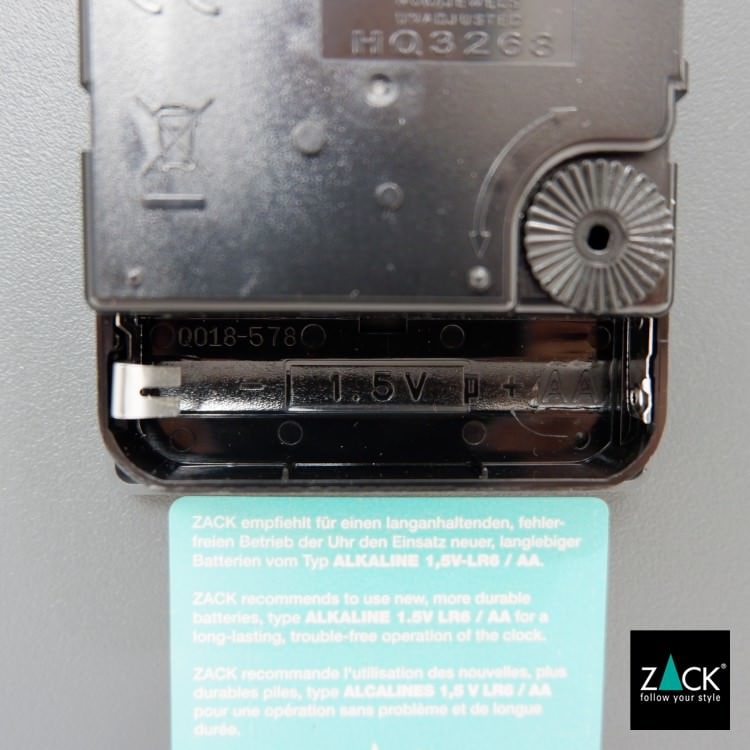 ZACK 60018 WANU ドイツZACK社製モダンデザインのウォールクロック グレー HL [在庫有り]