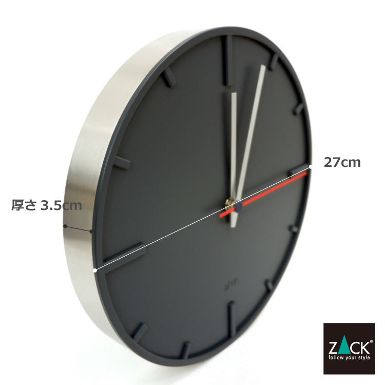 ZACK 60018 WANU ドイツZACK社製モダンデザインのウォールクロック グレー HL [在庫有り]