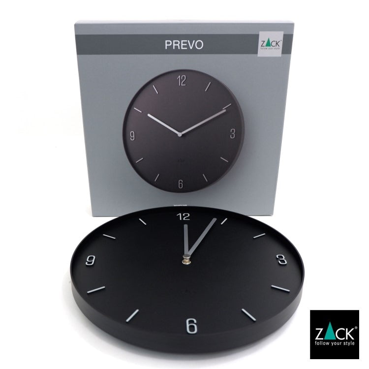ZACK 60056 PREVO ドイツZACK社製モダンデザインのウォールクロック ブラック [在庫有り]
