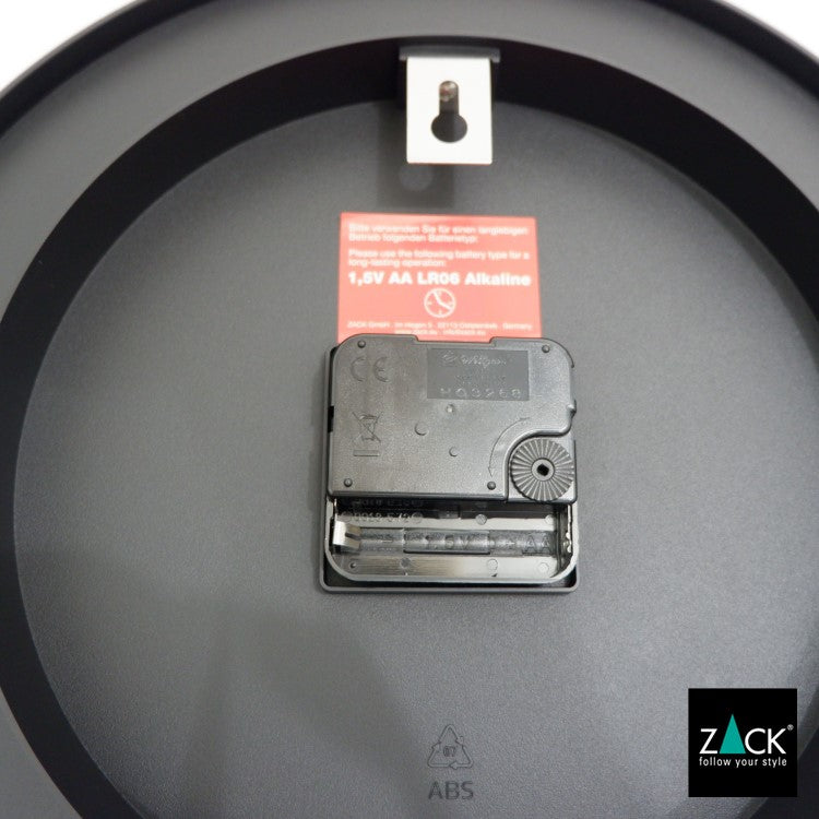 ZACK 60056 PREVO ドイツZACK社製モダンデザインのウォールクロック ブラック [在庫有り]