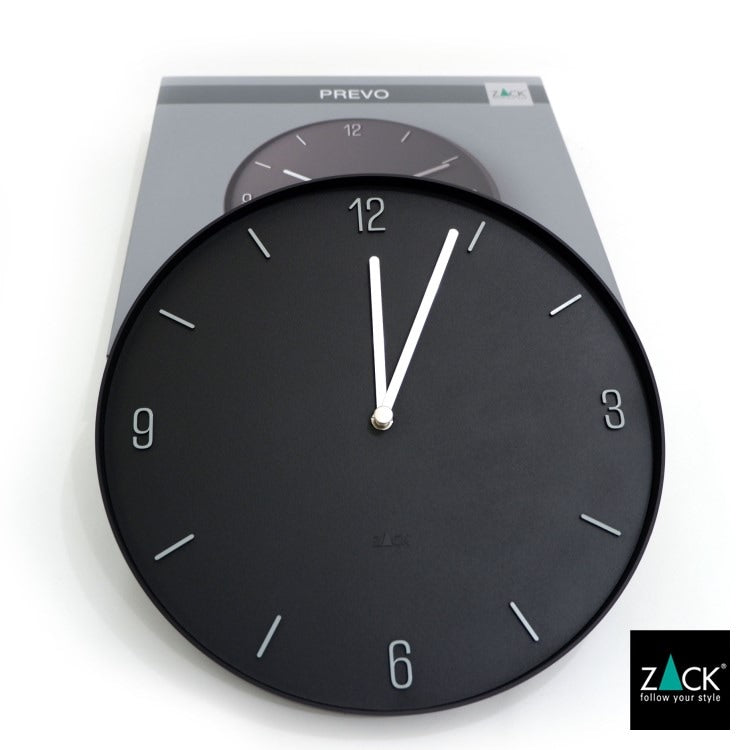 ZACK 60056 PREVO ドイツZACK社製モダンデザインのウォールクロック ブラック [在庫有り]