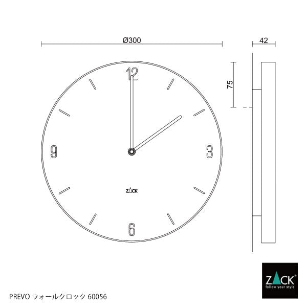 ZACK 60056 PREVO ドイツZACK社製モダンデザインのウォールクロック ブラック [在庫有り]