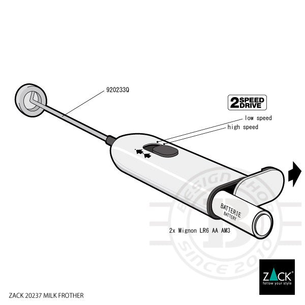 ZACK 20237 PRONTO ドイツZACK社製モダンデザインの電動ミルクフローザー専用交換用ウィスク